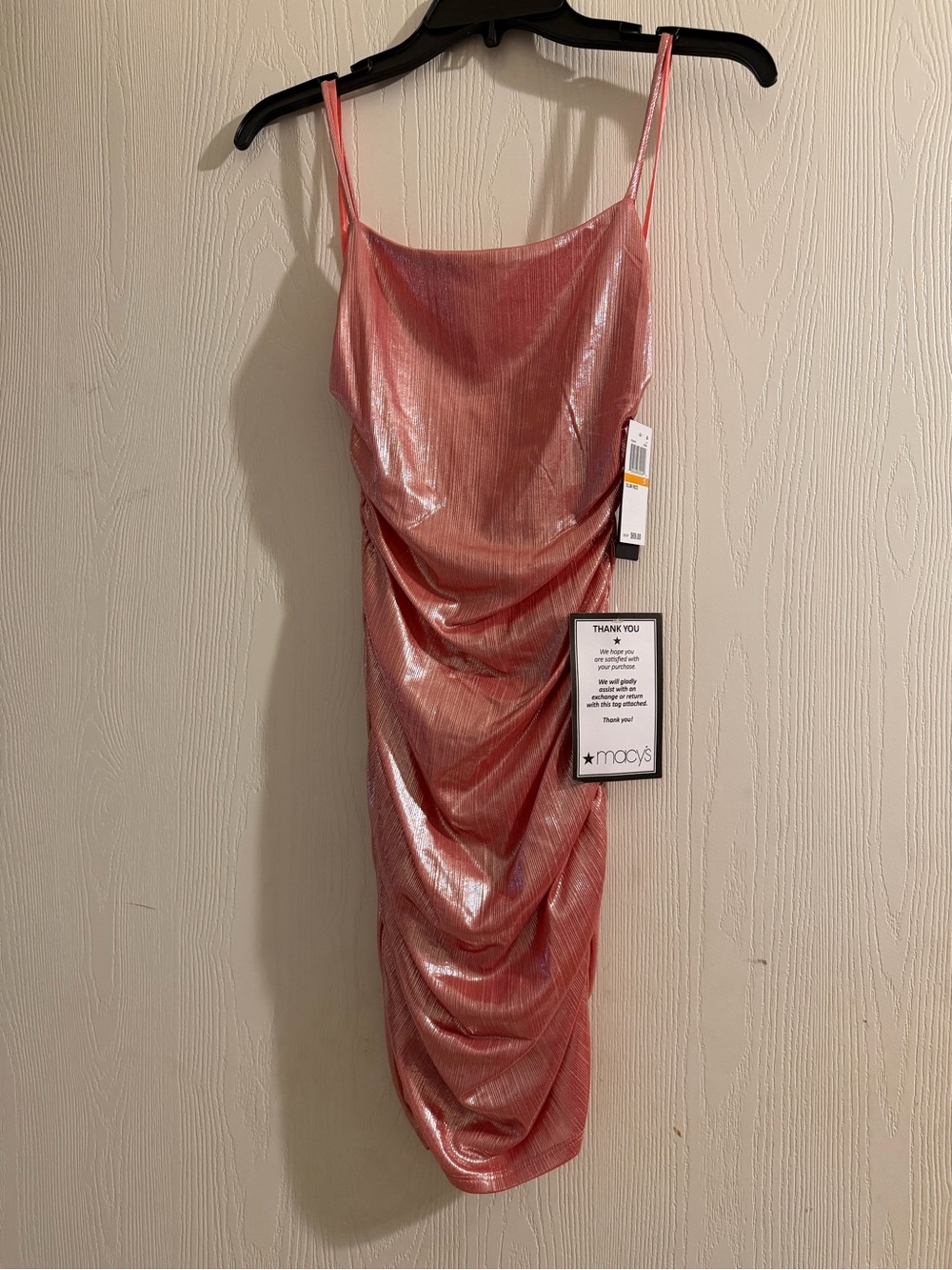 City Studio Shimmery Pink Ruched Slip Mini Dress